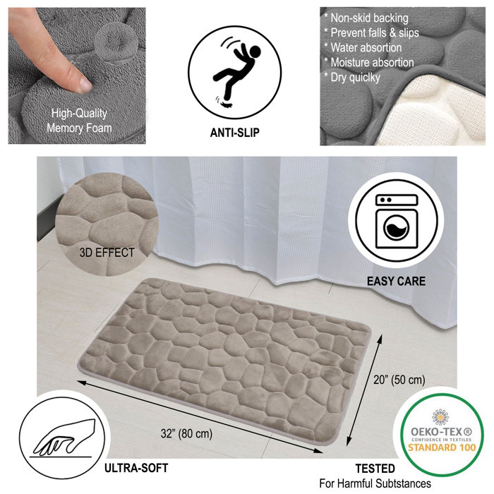 Evideco Cobble Stone Mat Memory Foam Bath Rug Wayfair